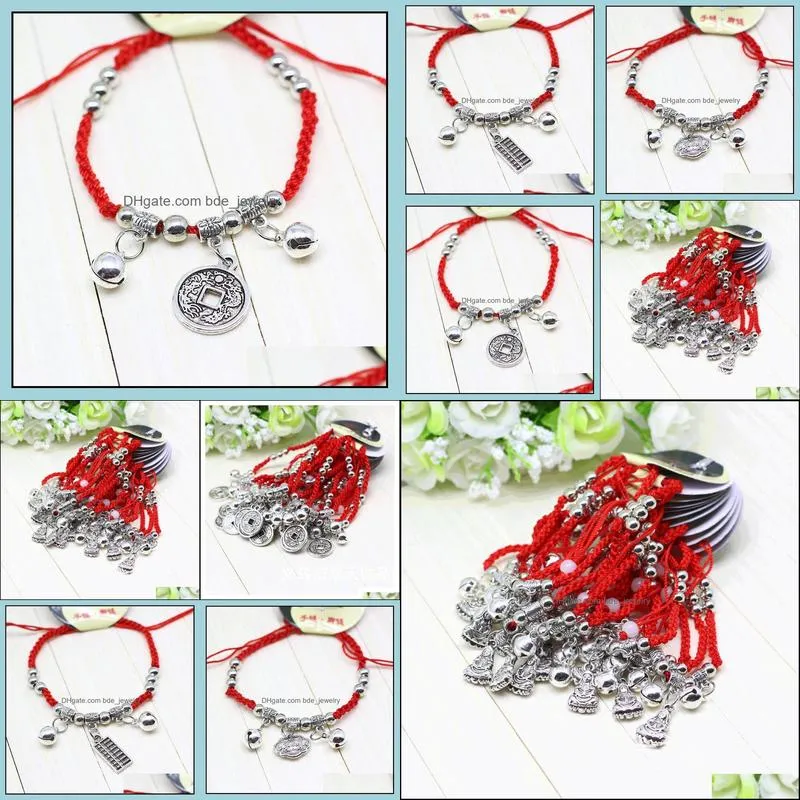 creative red rope bracelets womens red titanium steel fu lock couples bracelet hand jewelry year of fate gift