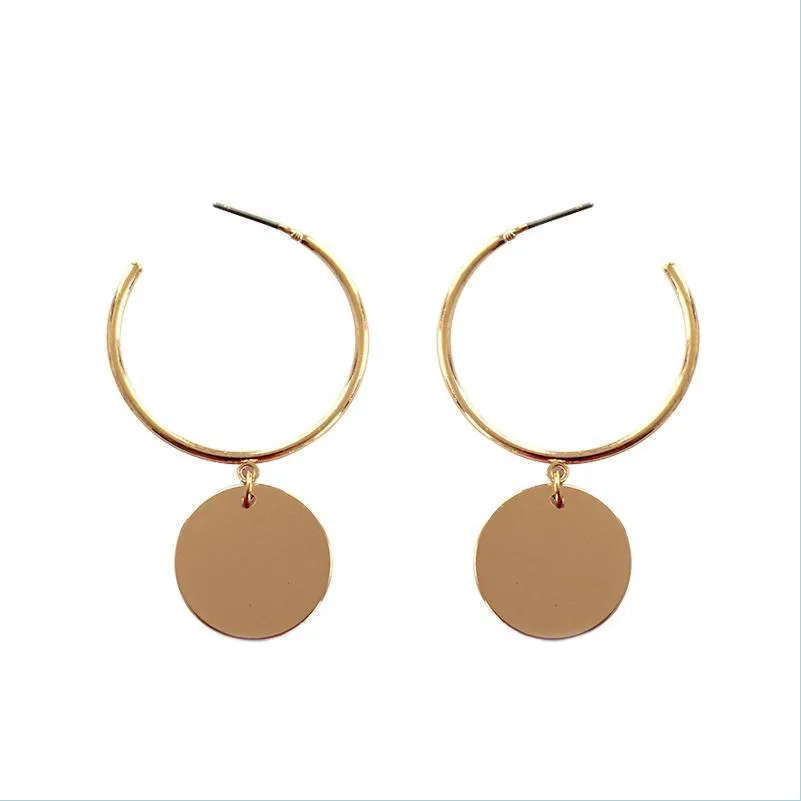 fashion geometric circle c shape hoop stud earring for women girls trendy gold sliver plating alloy earrings jewelry gift