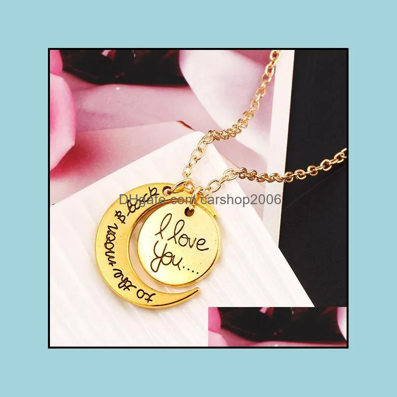 gold chain necklace heart korean jewelry i love you to the moon and back silver necklace women men i love you moon choker