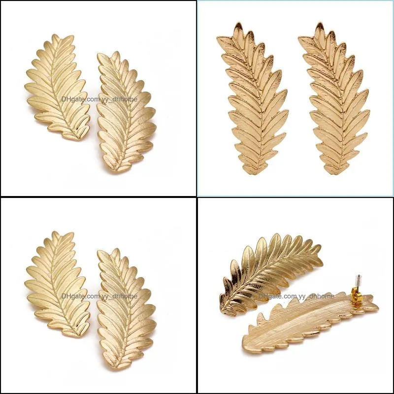 leaves alloy gold plated stud earrings for women personality design punk exaggerated large leaf earrings jewelry