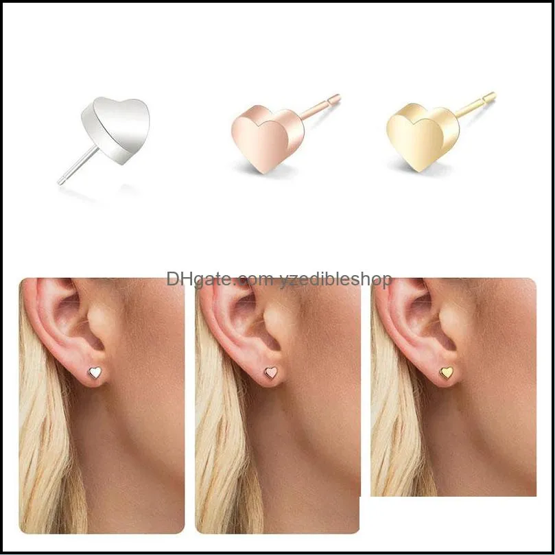  personalized lovely stainless steel heart stud earring for women gold silver gold rose cute small earring fashion jewelry