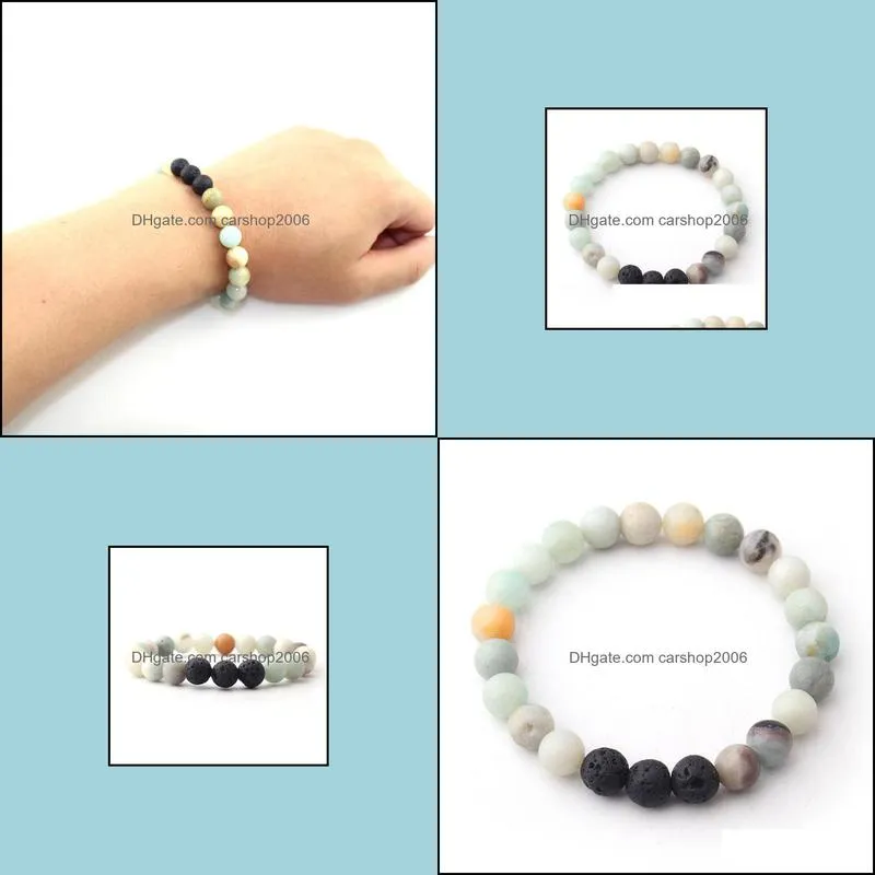 natural stone bead amazonite bracelet beads fashion reiki jewelry for men women yoga chakra lava stone strand bracelets