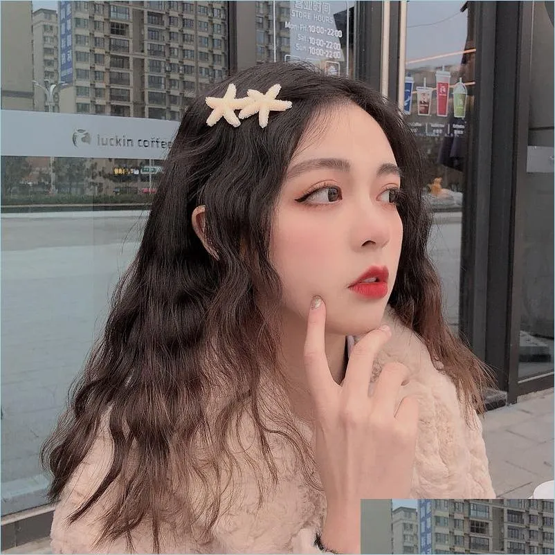  cute starfish rabbit ear hair clip ponytail for women girls korea style hair accessories hair clip crystal elegant hairpin