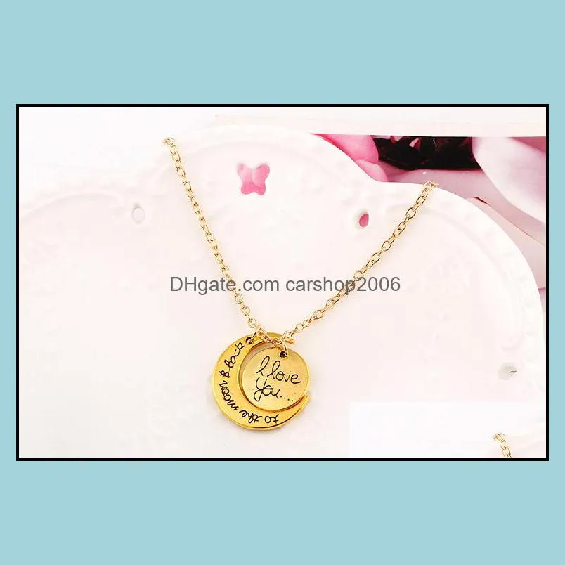 gold chain necklace heart korean jewelry i love you to the moon and back silver necklace women men i love you moon choker