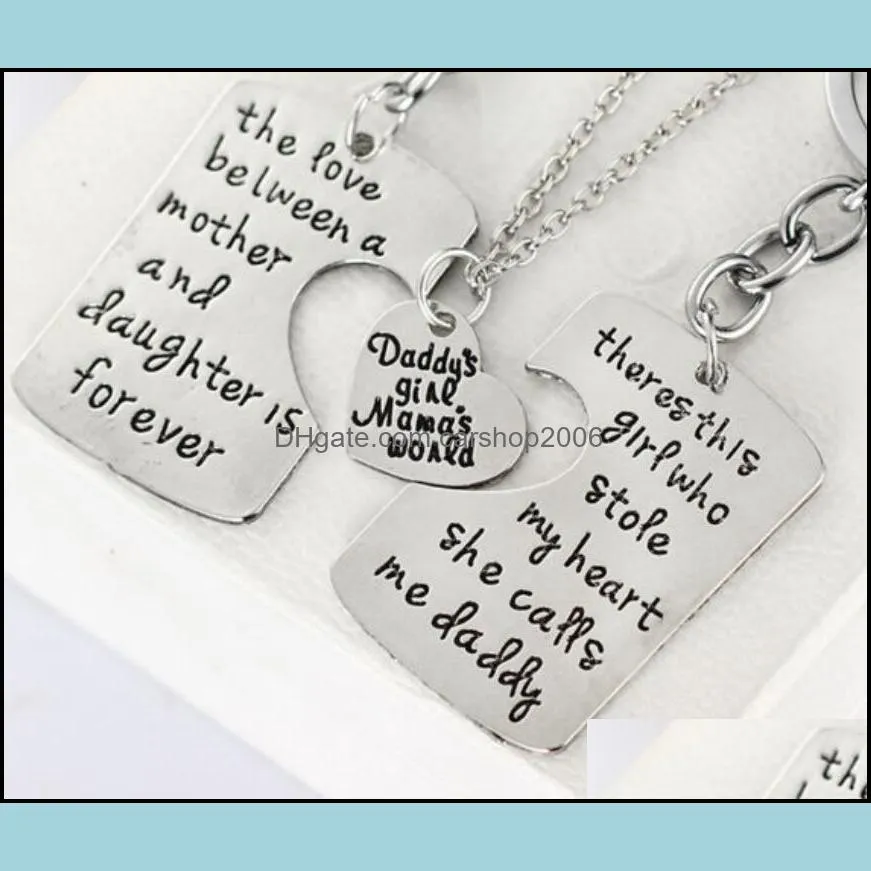 family necklaces dad mother daughter pendant necklace keychain family mothers day fathers day keyring father mom necklaces