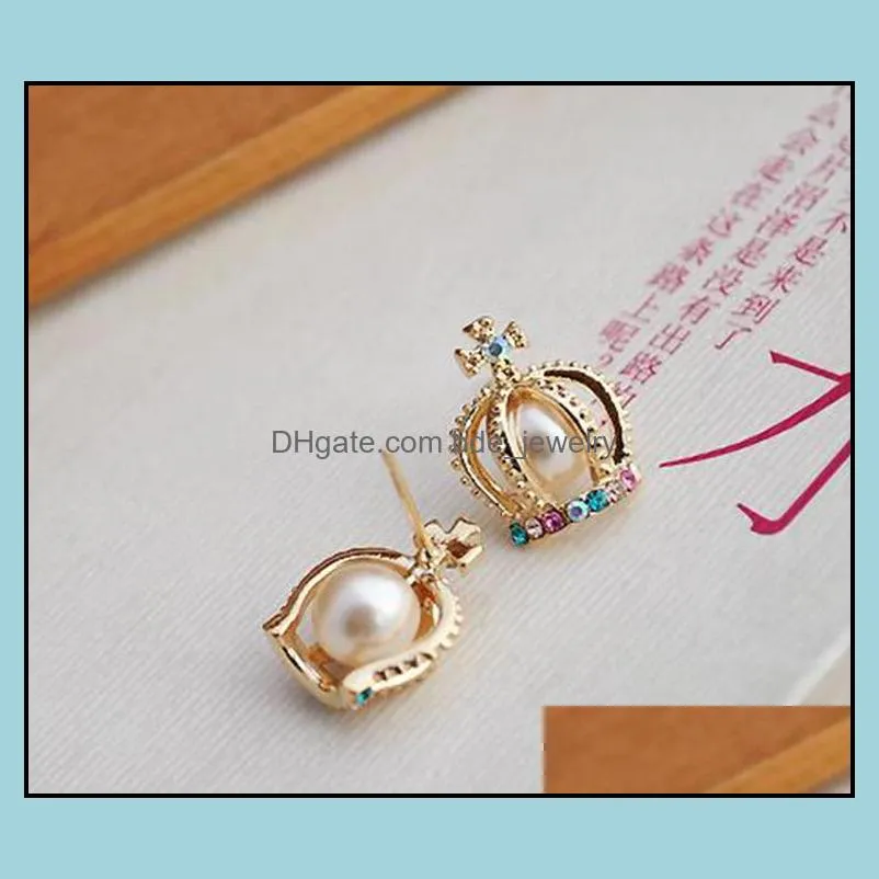 earrings for women brand cross colorful rhinestone faux pearls ear stud earrings
