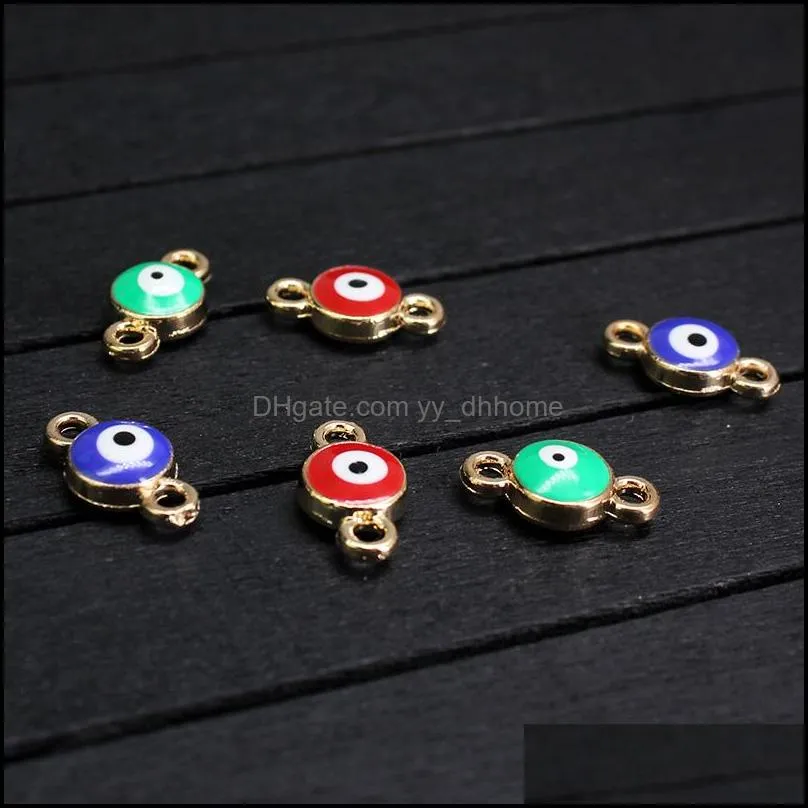 diy oil diffsure 3 color evil blue eye pendants charm for keychain bracelet lucky gold plated alloy jewelry charm