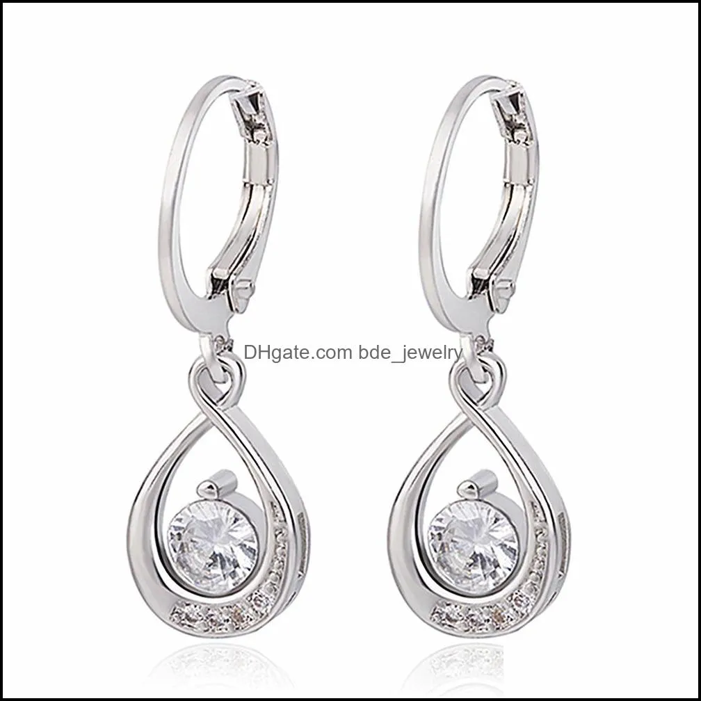 fashion exquisite inlaid zircon drop earrings female shiny white gemstone earrings daily party gifts earring