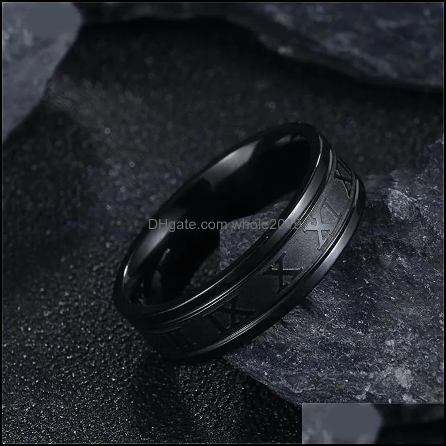 6 mm 316l stainless steel wedding band ring gold black cool punk rings for men women fashion jewelry