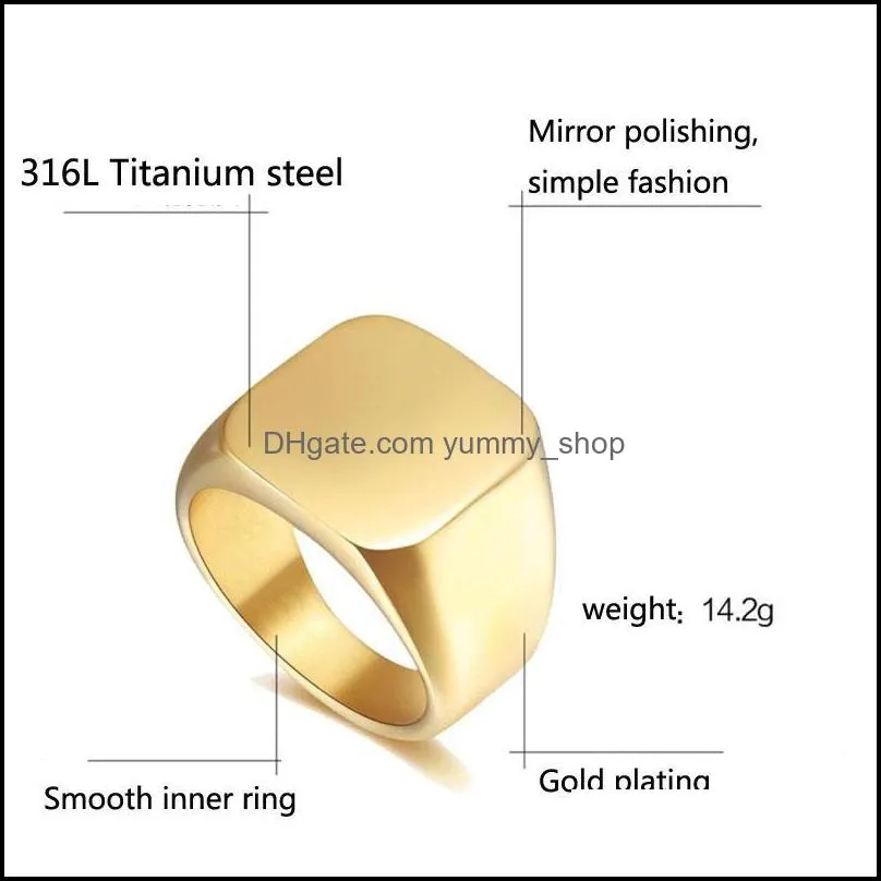  simple ring 316l titanium steel ring blank plain mens ring fashion jewelry gold silver black color trendy desgin