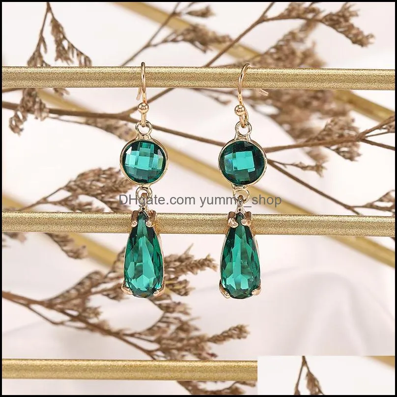 fashion water drop k9 crystal dangle earrings for women colorful birthstone 18k gold plated teardrop hoop earrings jewelry gifts