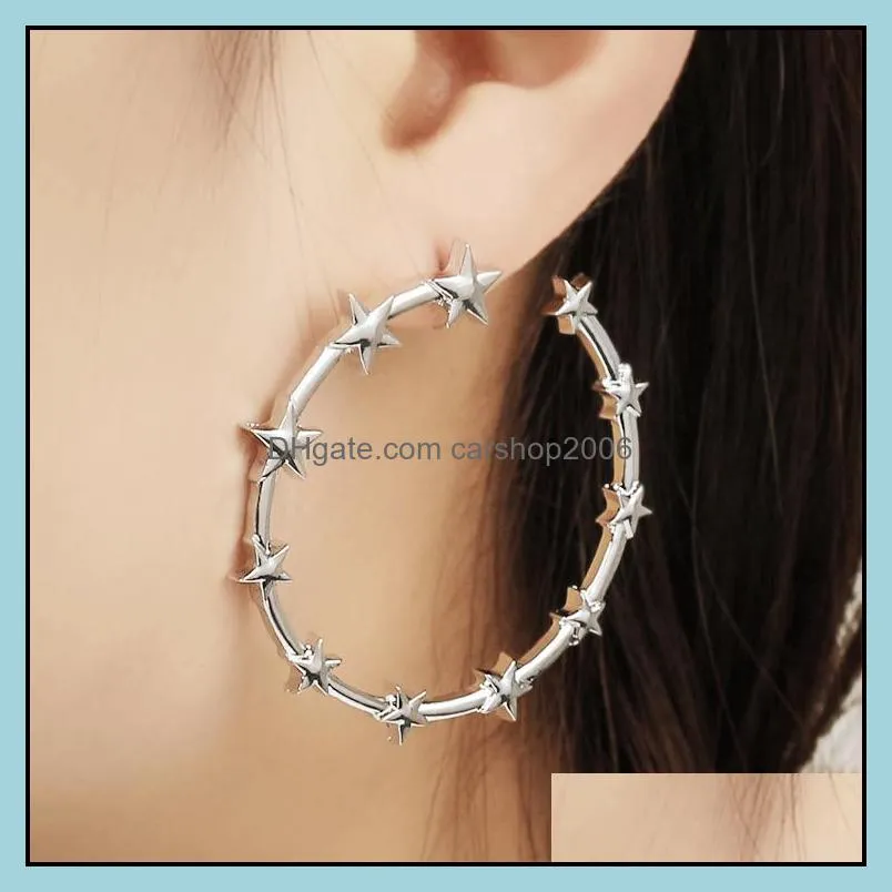 star hoop earring romantic geometry hanging simple pentagram earrings brincos femme jewelry big hoop earring