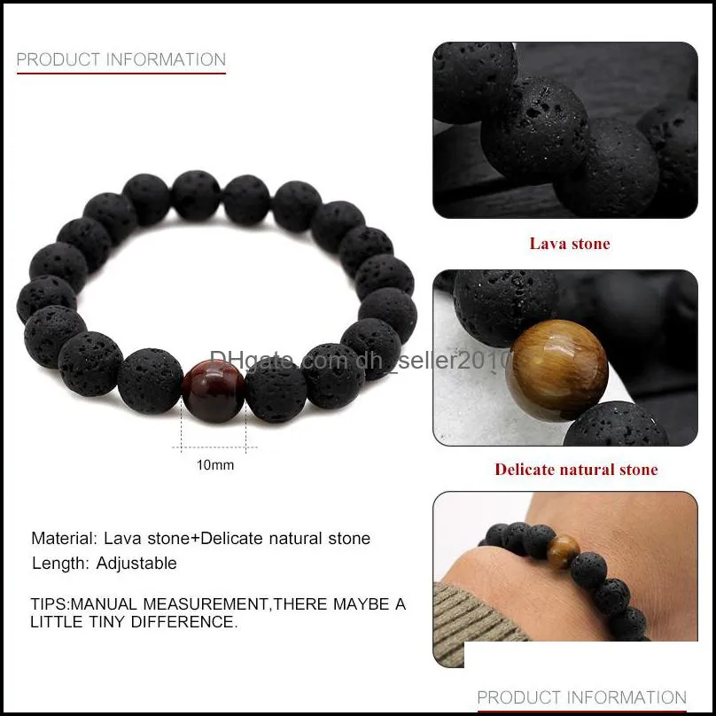 lava stone delicate natural stone beaded bracelet for men lover adjustable size bodhi beads bracelet jewelry gift