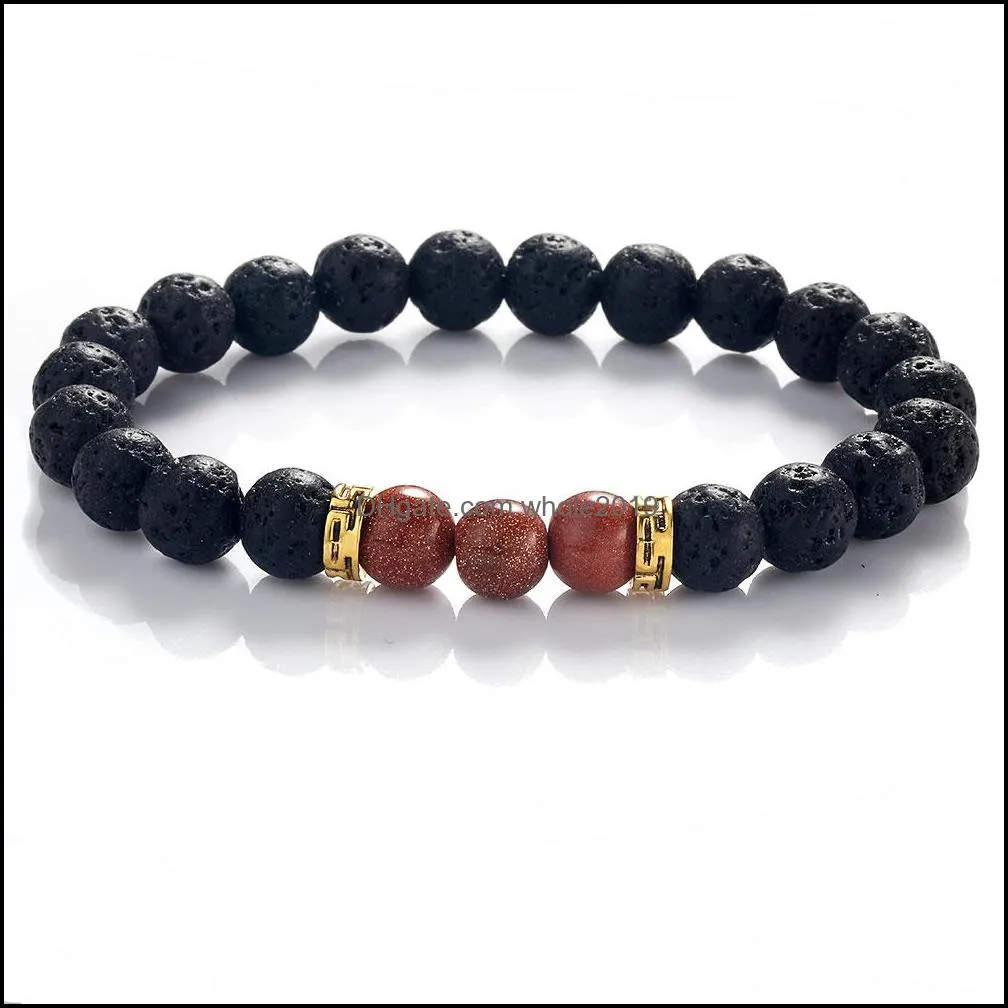 handmade 8mm natural stone beads bracelet for women men healing lava volcanic turquois stone elastic bracelet fashion jewelry gift