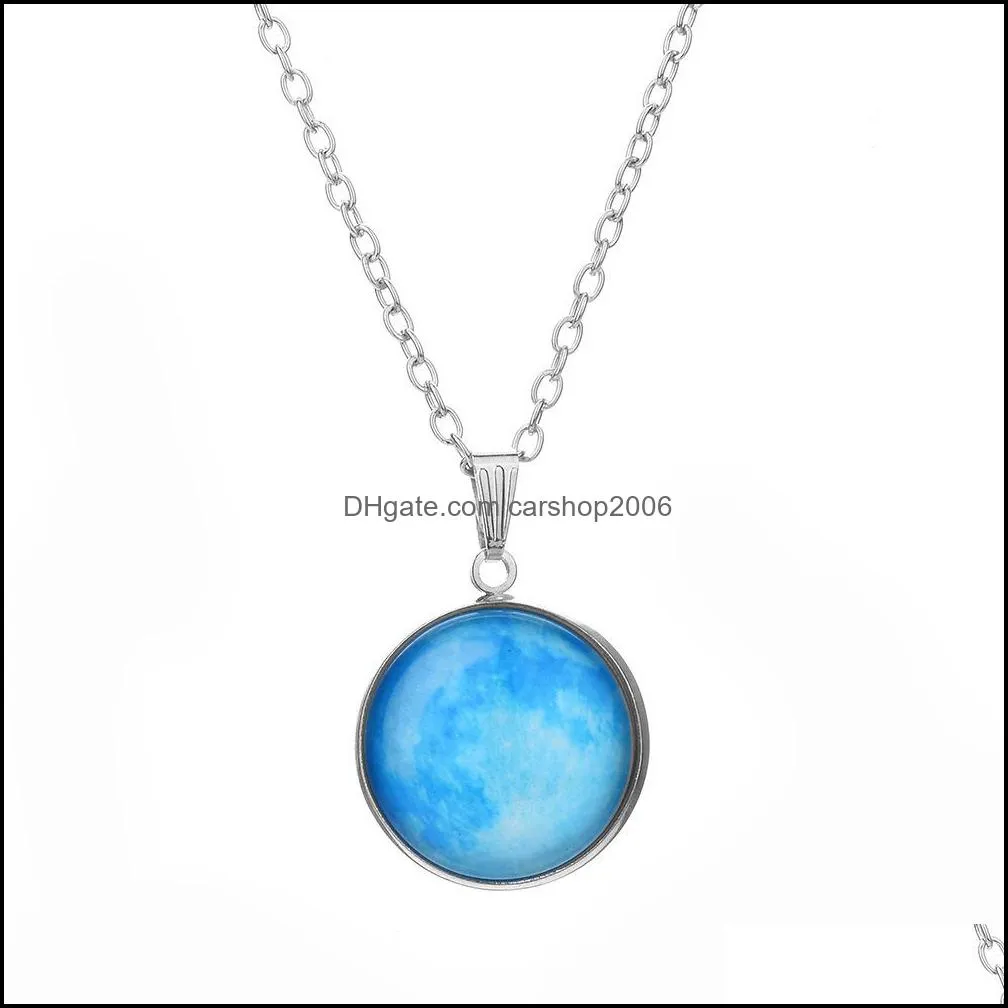 luminous moon necklaces phase pendant necklace light night starry sky moon pendants sweater chain fashion jewelry