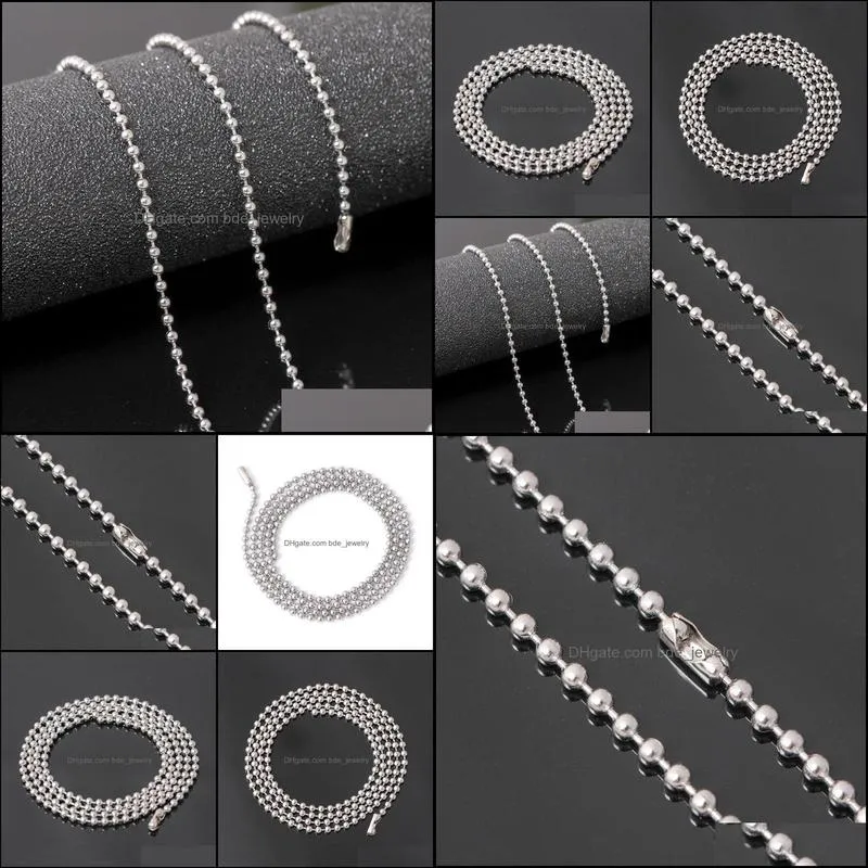 stainless steel finished chains necklace ball chain with findings bundle silver jewelry bead necklaces men accessories