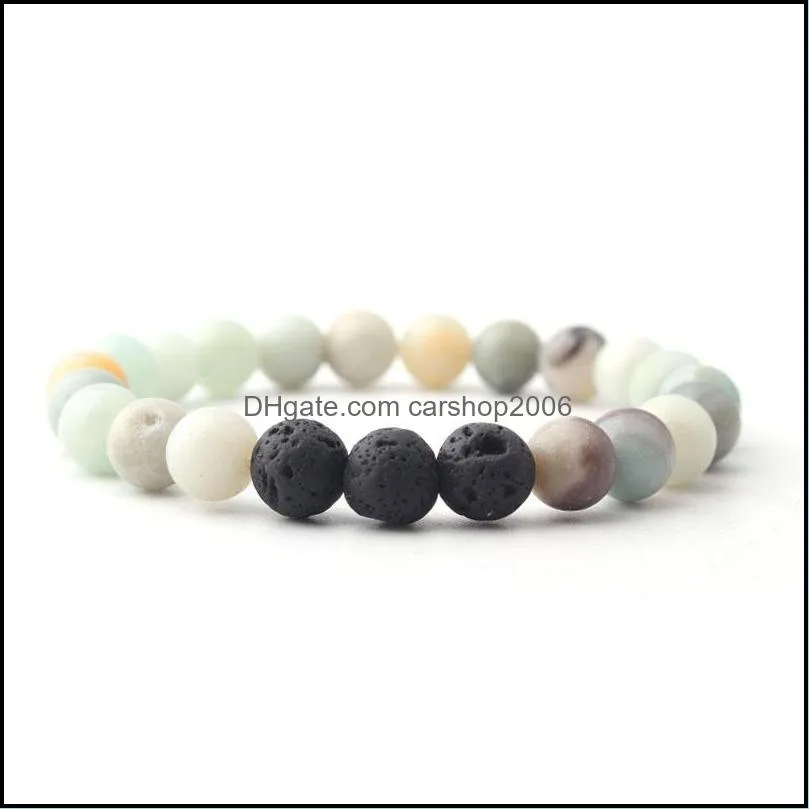 natural stone bead amazonite bracelet beads fashion reiki jewelry for men women yoga chakra lava stone strand bracelets