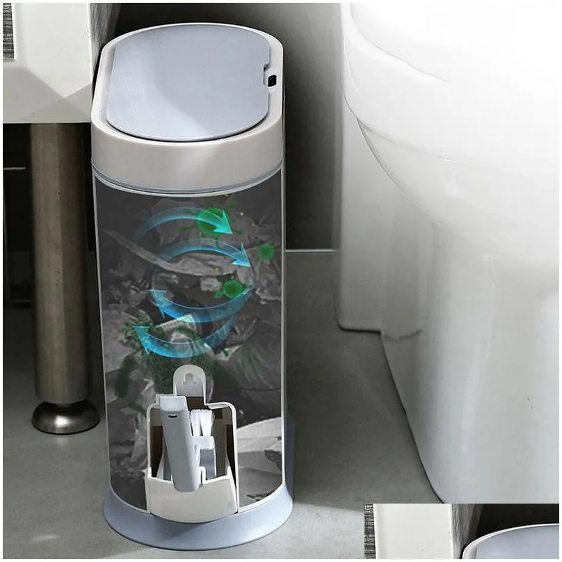 joybos smart sensor trash can electronic automatic bathroom waste garbage bin household toilet waterproof narrow seam 220408