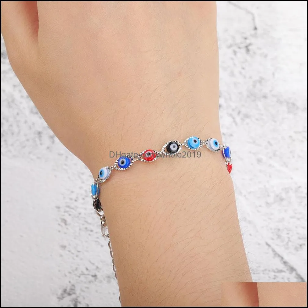 fashion turkey evil blue eye bracelet women link chain silver gold plated friendship bracelets girl birthday party jewelry gift