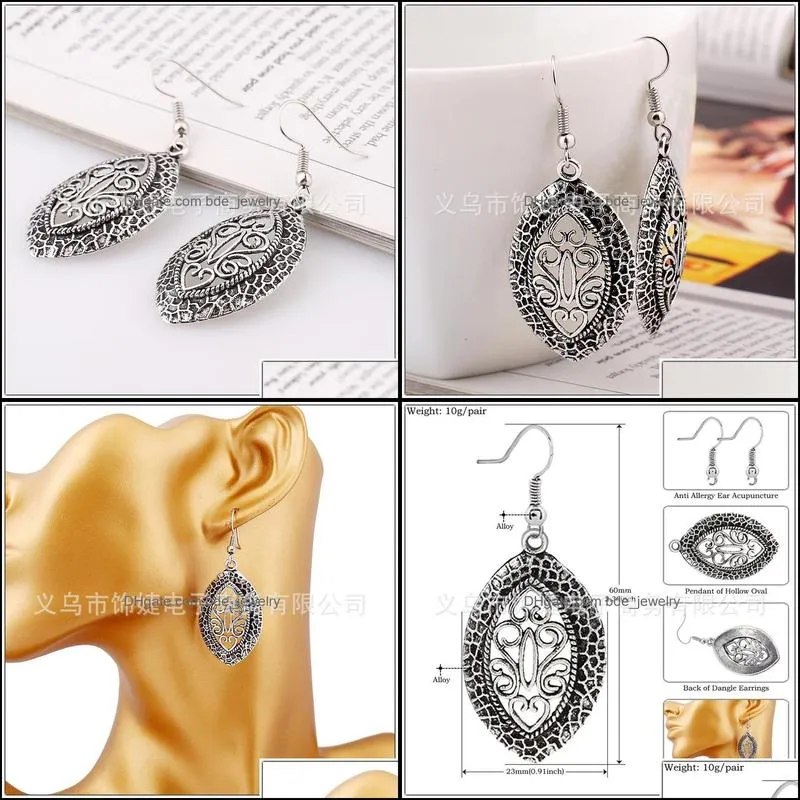 indian ethnic earring fashion retro hollow leaves earrings accessories drop earrings