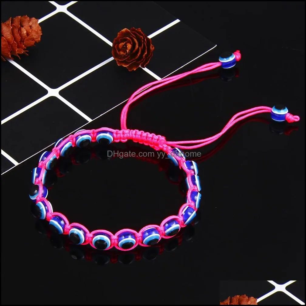 fashion handmade evil blue eye braided charm bracelet multicolor lucky couuple rope bracelet jewelry gift for lover