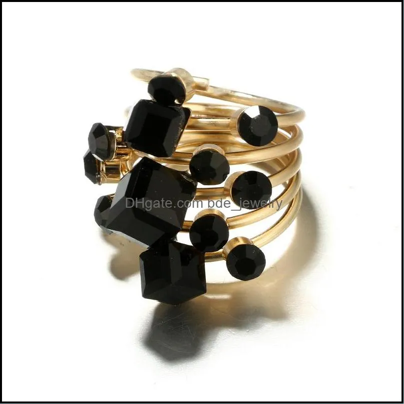 fashion exquisite retro ethnic black gemstone inlaid acrylic resin open flower ring jewelry party birthday gift rings creative jewelry