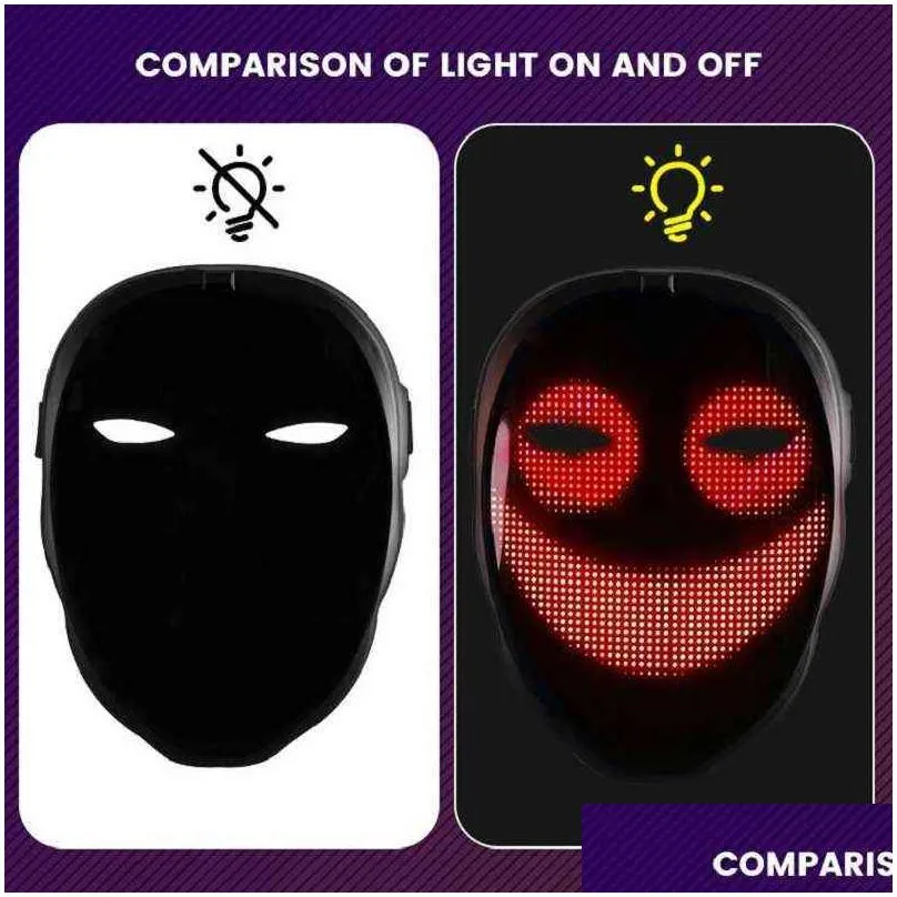 programmable luminous mask led face transforming mask led masks with bluetooth control for costumes cosplay party masquerade toy