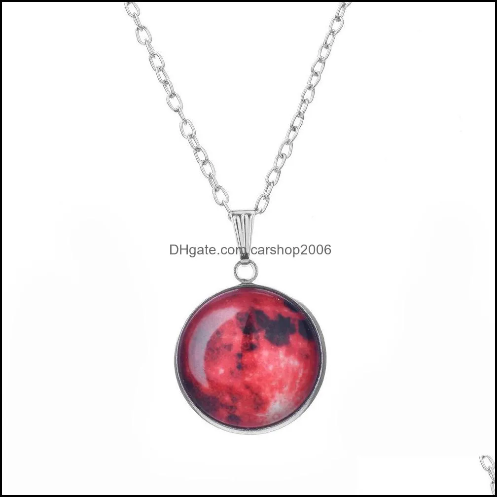 luminous moon necklaces phase pendant necklace light night starry sky moon pendants sweater chain fashion jewelry