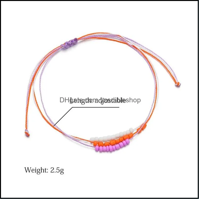  est summer beach beaded braided rope anklet bracelet for woman man waterproof cord bohemian pendant jewelry gift