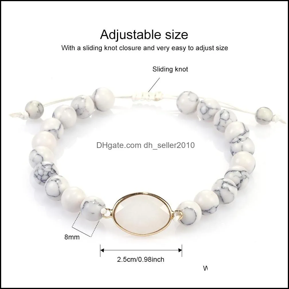  est natural gemstone beaded charm bracelets for women 8mm tiger eye stone handmade braided adjustable bracelet fashion jewelry gift