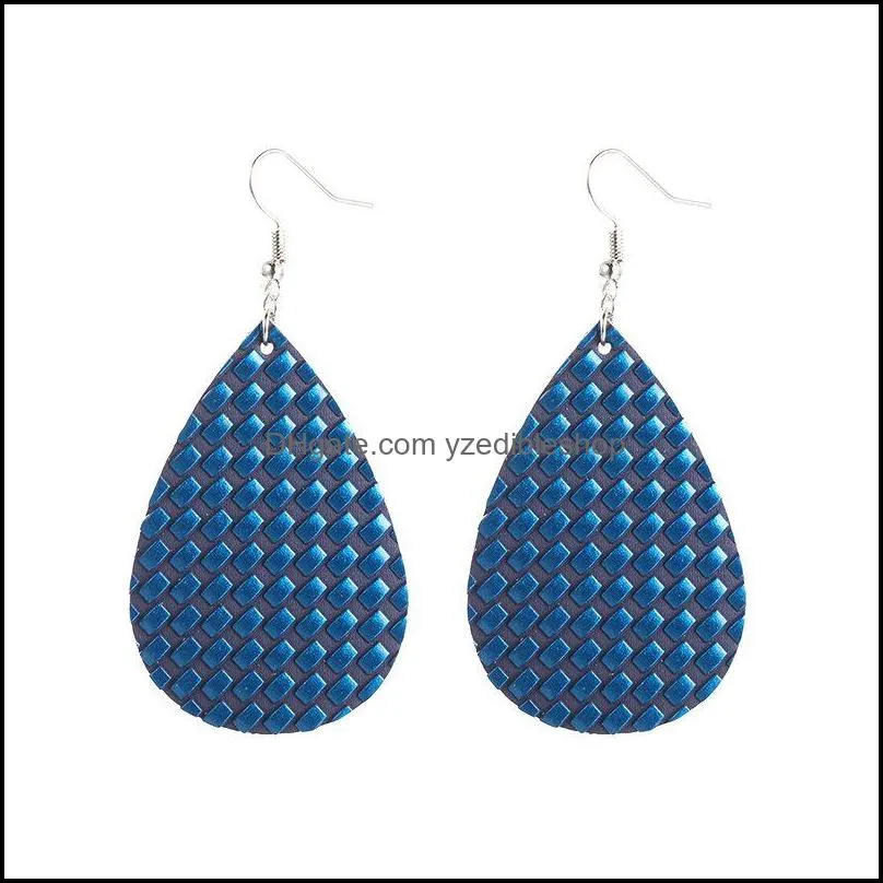  classic faux leather earrings for women ethnic bomemia drop dangle wedding earrings two sides printing fashion jewelry wholesale