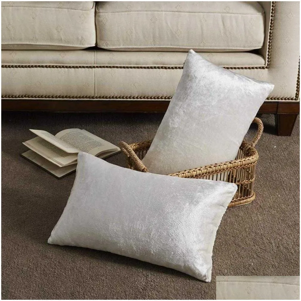 2 packs white decorative cushions covers cases for sofa bed couch modern luxury velvet home throw pillows covers silver green 201119