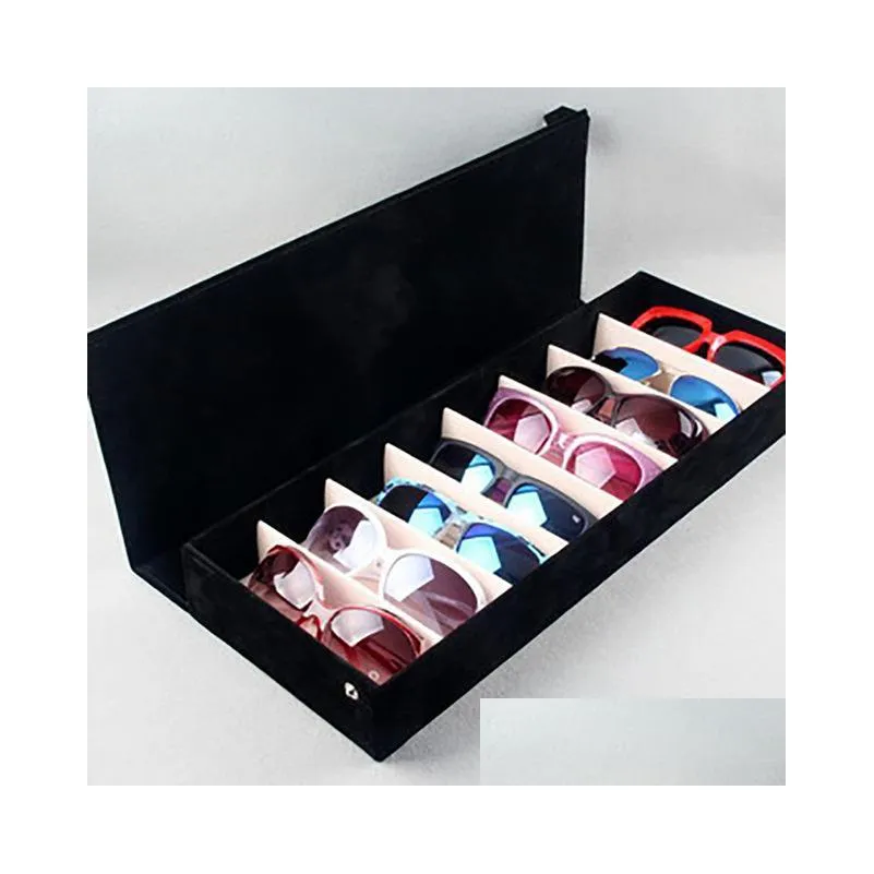 high quality glasses case 8 slot grid sunglasses display rack holder organizer rectangle storage box lj200812