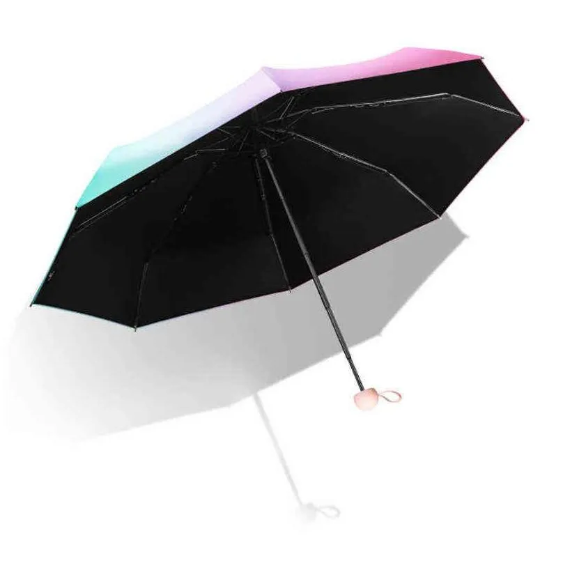 zuodu gradient sun umbrella ultralight sunscreen umbrella women antiuv pocket capsule sun rain dualuse sunshade parasol 211124