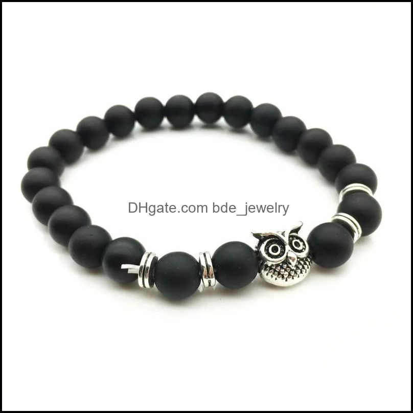 mens bracelets luxury jewelry women matt stone bead bracelet elephant leopard head  head owl turtle lava charm bracelets