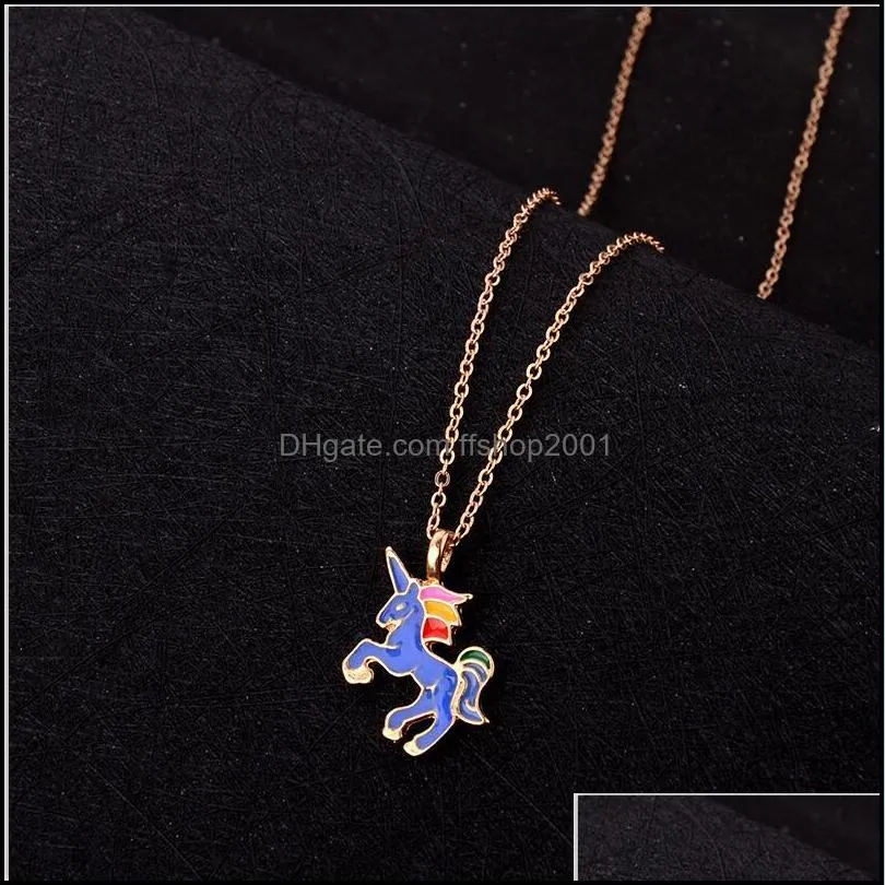 pegasus horse pendant necklace enamel animal necklace pendant cartoon colar choker necklace