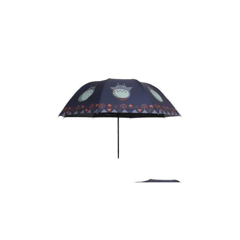 lovely totoro silver coating sunshade umbrella anti uv sun/rain threefolding umbrellas 201104