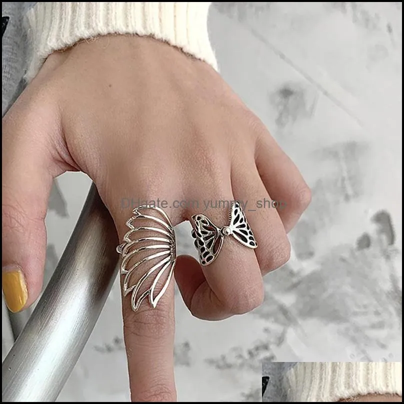 retro personality butterfly ring highend index finger ring trendy accessories fashion creative hollow butterfly wings wedding jewelry