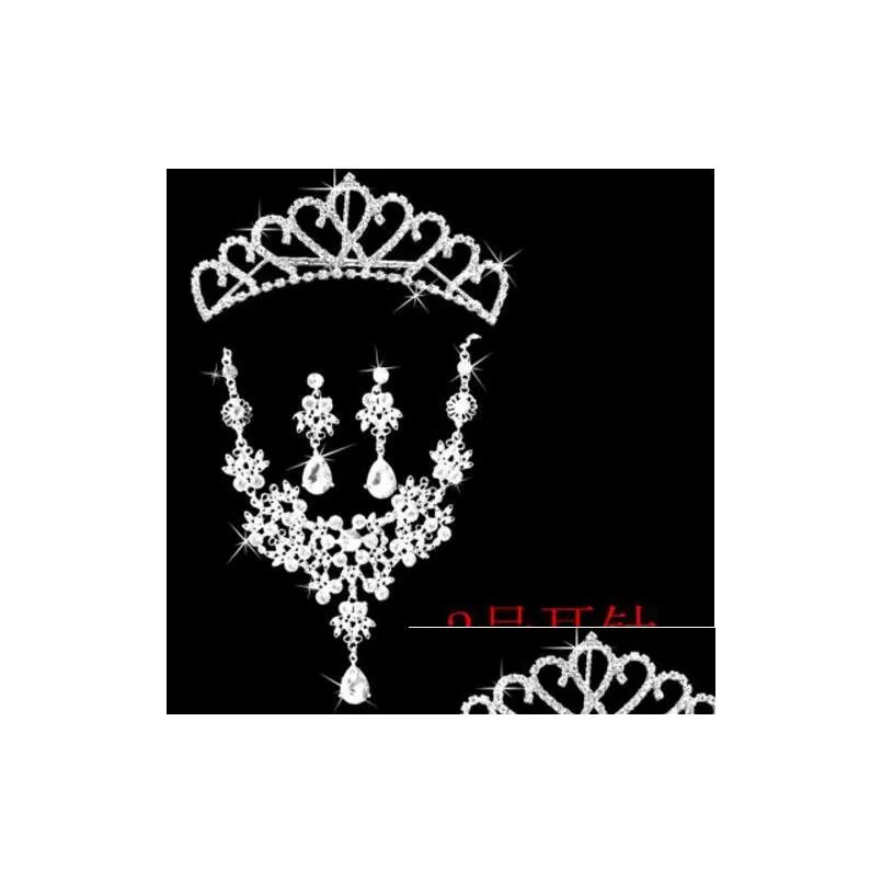 charming 3 pieces bridal accessories 6 styles silver stud and clip crystal wedding crown 6 styles lot tiaras crowns for shipping