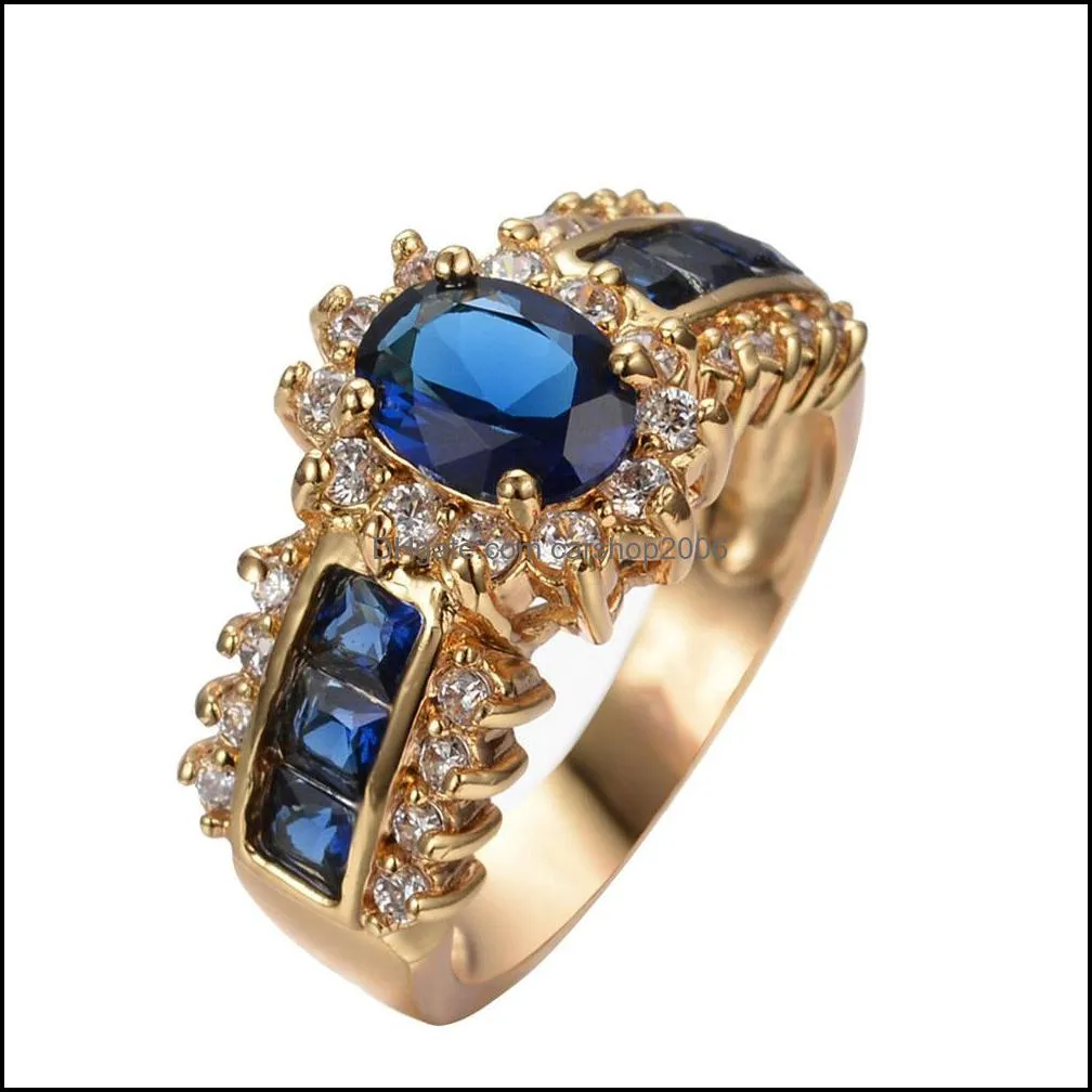 gemstone rings size 6 7 8 9 10 11 12 womens blue sapphire cz 18k gold filled wedding beautifully rings