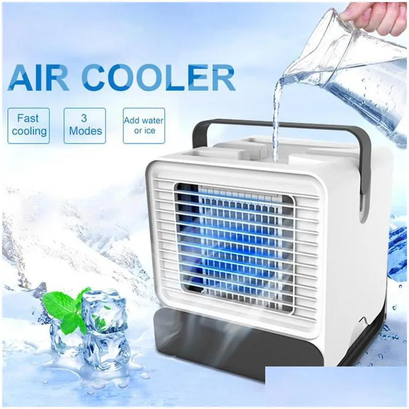 mini air cooler desktop portable fan usb air conditioner negative ion humidifier purifier with night light