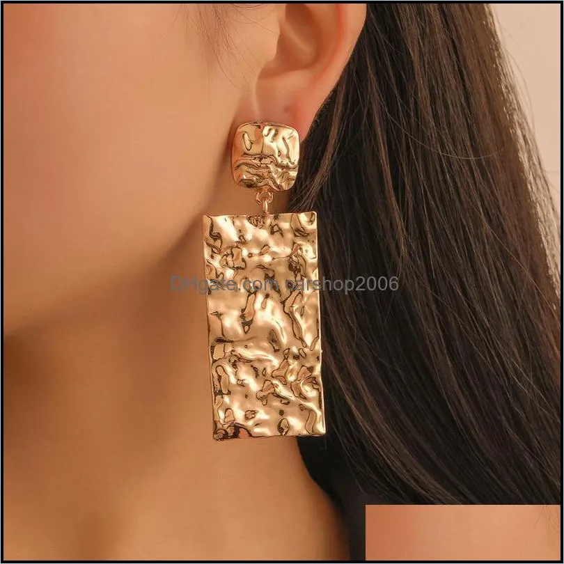pretty geometric earrings luxury color silver/gold rectangle beautiful earring for women party jewelry gift fashion big long metal