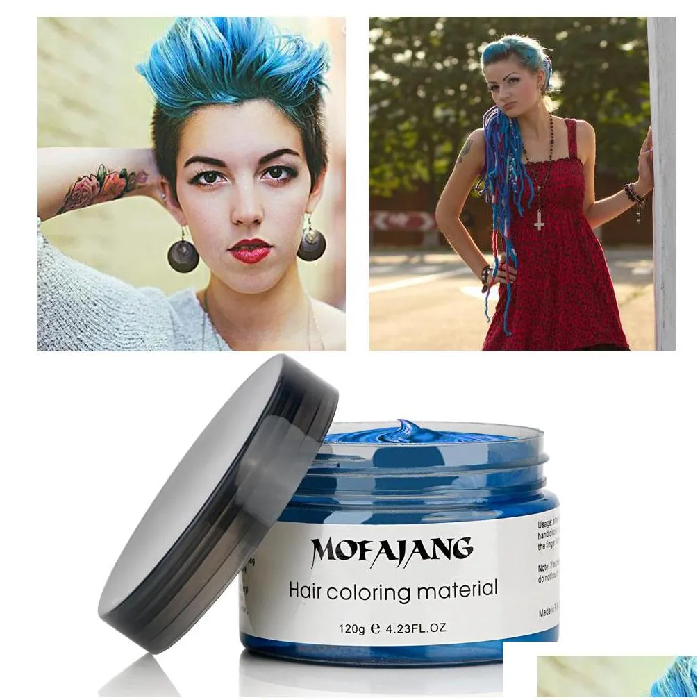 mofajang hair wax 120g silver grandma grey hair pomade 8 colors disposable fashion hair styling clay coloring mud cream