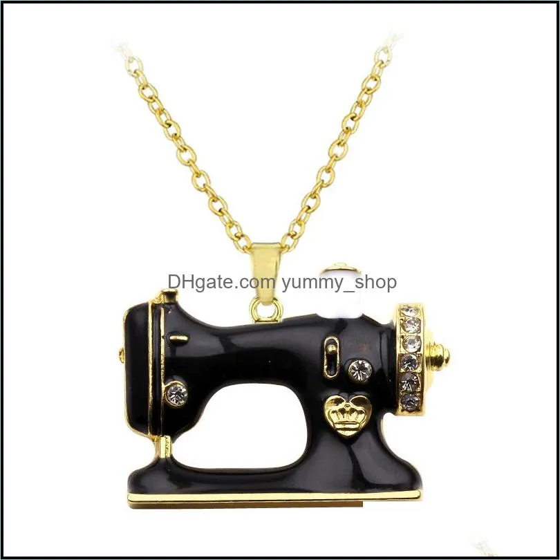 statement enamel alloy sewing machine necklaces pendants choker chain collar fashion jewelry for women girl accessories