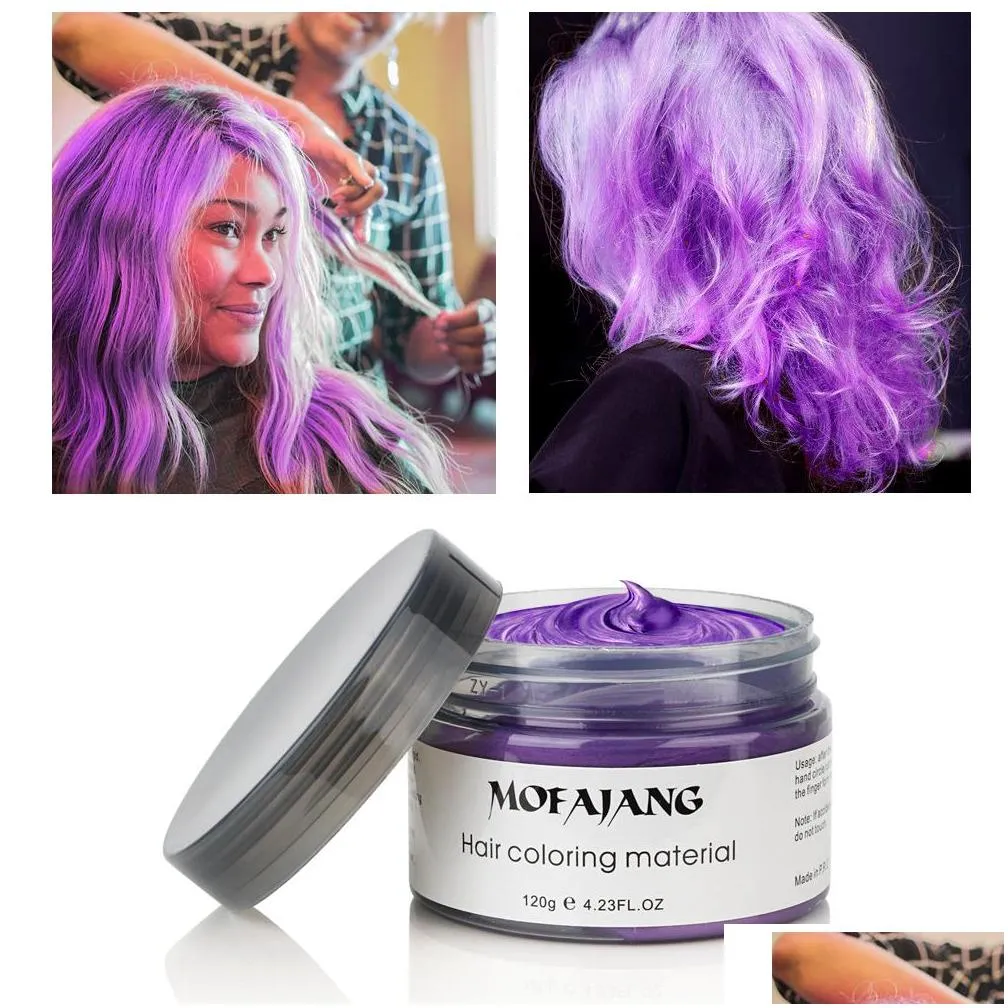 mofajang hair wax 120g silver grandma grey hair pomade 8 colors disposable fashion hair styling clay coloring mud cream