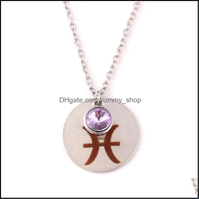 constellations necklaces blue pink symbol zodiac chain necklace 12 twelve constellations crystal necklace