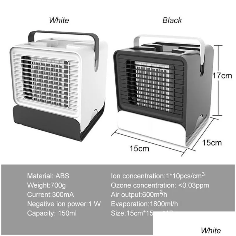 mini air cooler desktop portable fan usb air conditioner negative ion humidifier purifier with night light