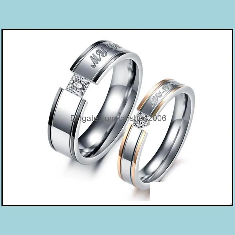 rings beautifully rings fashion mens or womens gold 316l stainless steel lovers crystal couples rings