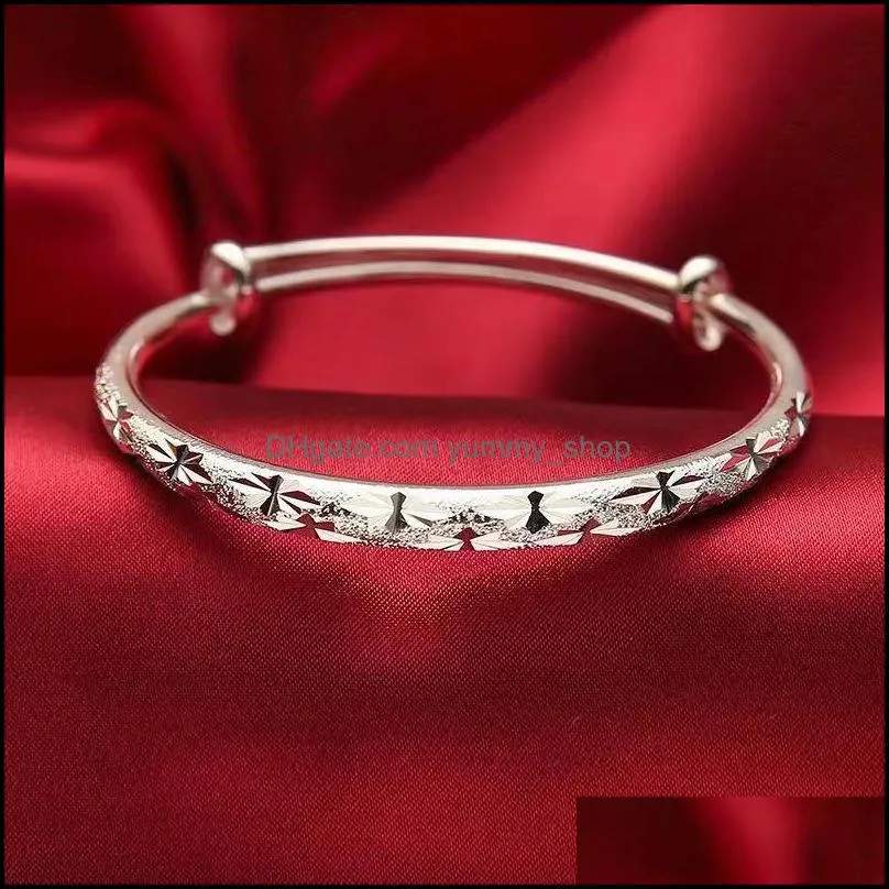 gypsophila silver bracelet bangle silver round tube roundness bracelets bangles