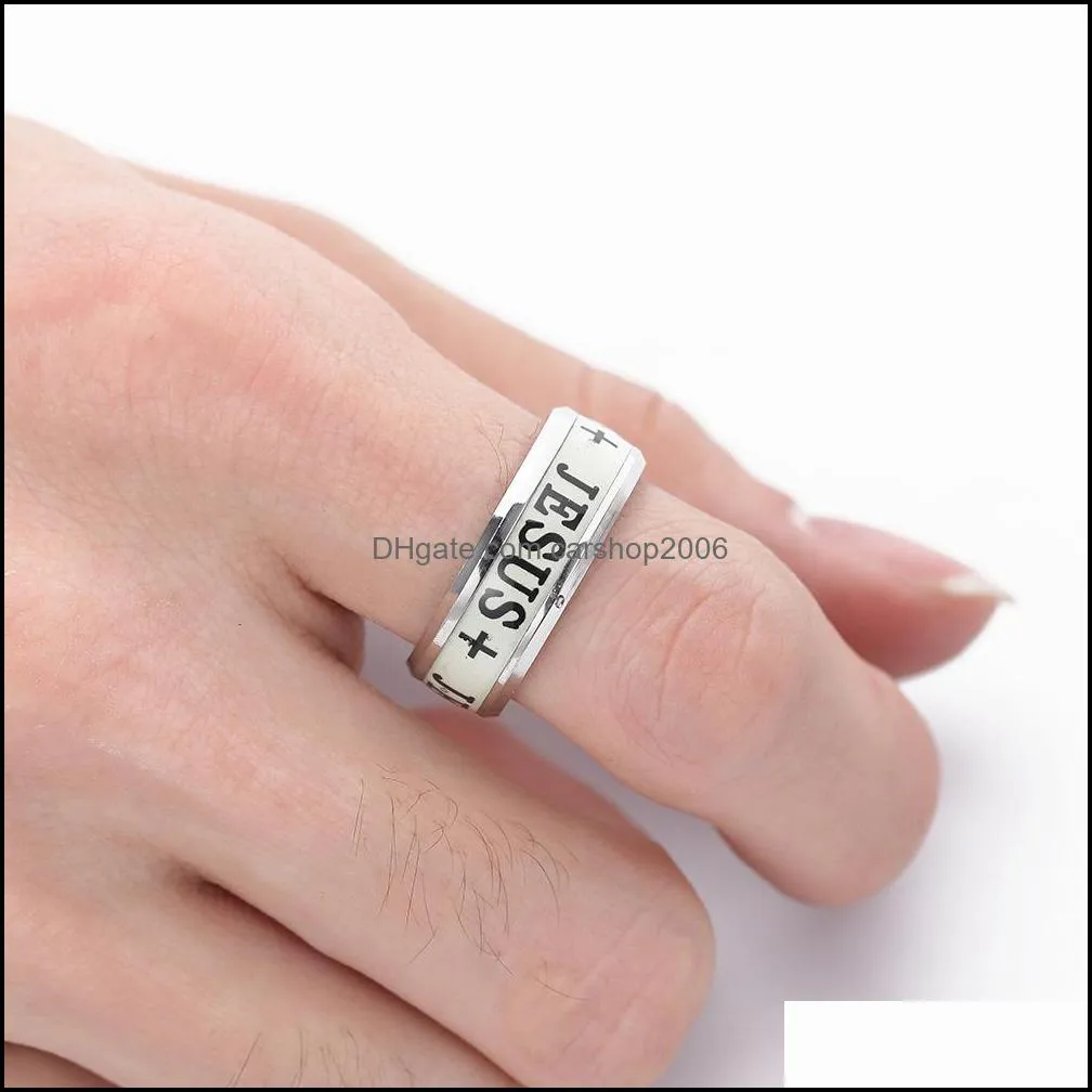 luminous jesus christ ring stainless steel cross ring glowing in the dark jewelry engagement ring